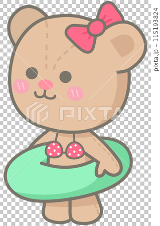 Kid hand drawn cute colorful happy bikini day cute bikini bear 115193824