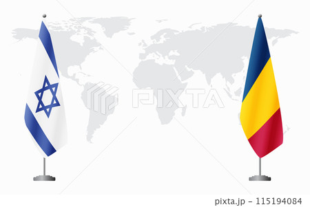 Israel and Chad flags for official meeting Israel and Chad flags for official meeting 115194084