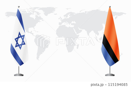Israel and Chagos Islands flags for official meeting Israel and Chagos Islands flags for official meeting 115194085