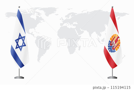 Israel and French Polynesia flags for official meeting 115194115