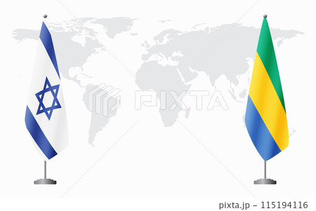 Israel and Gabon flags for official meeting 115194116