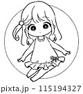 ゆるかわ女の子3 ぬり絵 115194327
