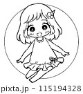 ゆるかわ女の子4 ぬり絵 115194328