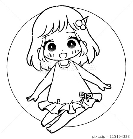 ゆるかわ女の子4 ぬり絵 115194328