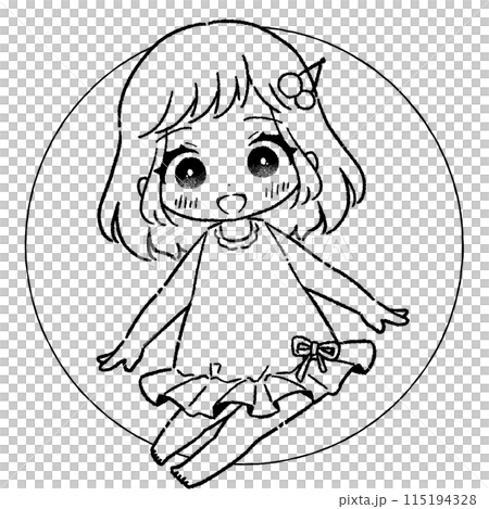 ゆるかわ女の子4 ぬり絵 115194328