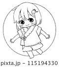 ゆるかわ女の子1　ぬり絵 115194330
