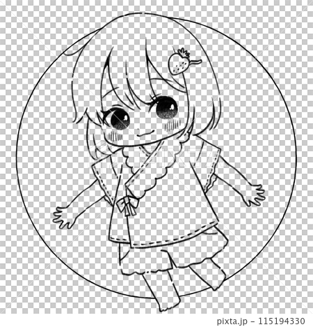 ゆるかわ女の子1　ぬり絵 115194330