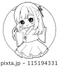 ゆるかわ女の子2 ぬり絵 115194331