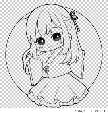 Cute and relaxed girl 2 coloring page 115194331