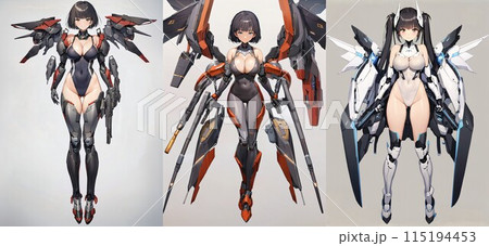 【メカ娘】キャラクター案　水着バージョン（AI生成画像） 115194453