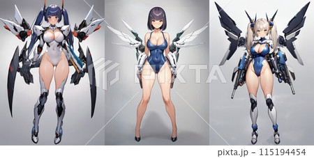 【メカ娘】キャラクター案 水着バージョン(AI生成画像) 【メカ娘】キャラクター案 水着バージョン(AI生成画像) 115194454