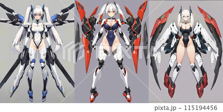 【メカ娘】キャラクター案　水着バージョン（AI生成画像） 115194456