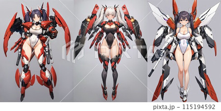 【メカ娘】キャラクター案 水着バージョン(AI生成画像) 【メカ娘】キャラクター案 水着バージョン(AI生成画像) 115194592