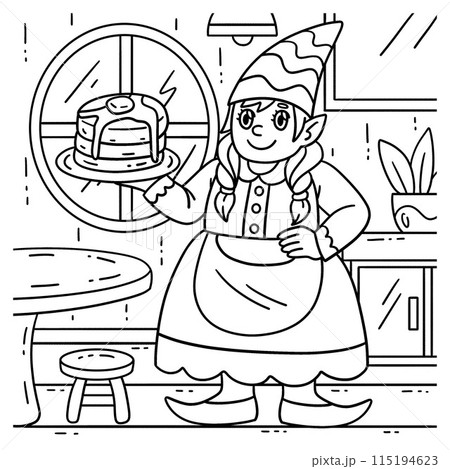 Gnome with Plate of Pancake Coloring Page for Kids Gnome with Plate of Pancake Coloring Page for Kids 115194623