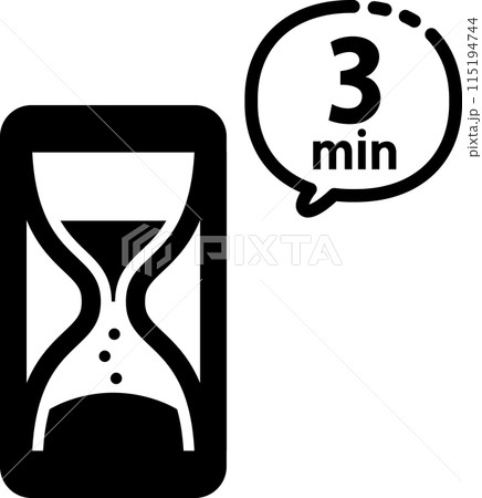 砂時計のアイコンと3minの文字 砂時計のアイコンと3minの文字 115194744
