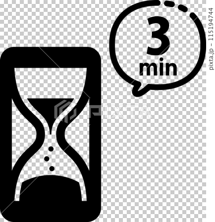 Hourglass icon with the text 3min 115194744