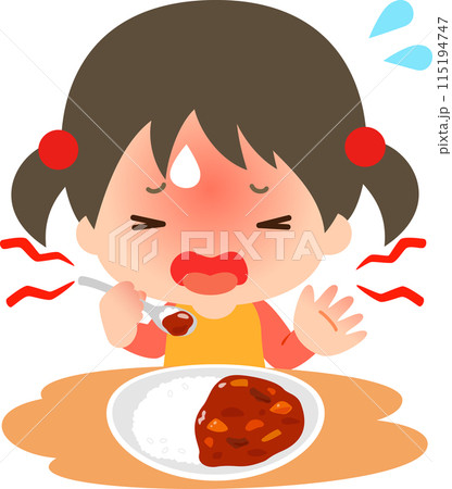 カレーが辛すぎて食べられない女の子 カレーが辛すぎて食べられない女の子 115194747