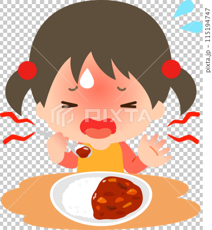 カレーが辛すぎて食べられない女の子 カレーが辛すぎて食べられない女の子 115194747