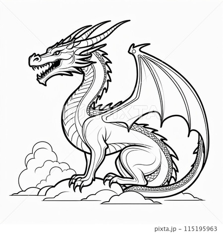 塗り絵用イラスト ドラゴン 竜 塗り絵用イラスト ドラゴン 竜 115195963