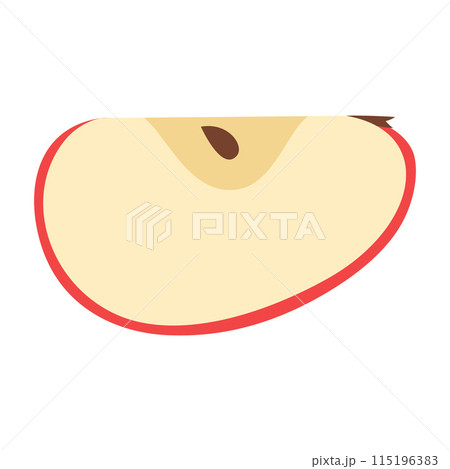 Red apple slice Hand drawn trendy flat style on white background Red apple slice Hand drawn trendy flat style on white background 115196383