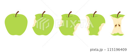 Green Apple eating steps flat style isolated Green Apple eating steps flat style isolated 115196409