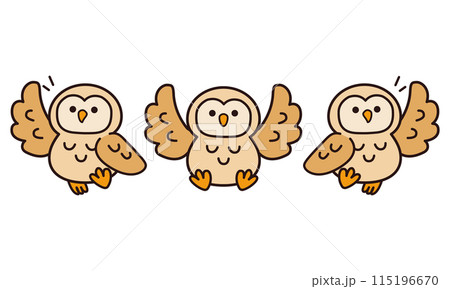フクロウイラストセット 115196670