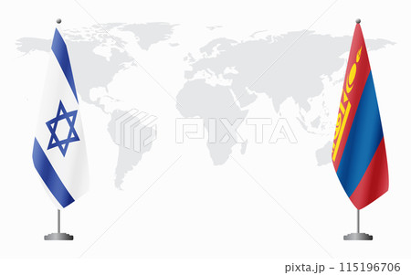 Israel and Mongolia flags for official meeting 115196706