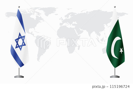 Israel and Pakistan flags for official meeting 115196724