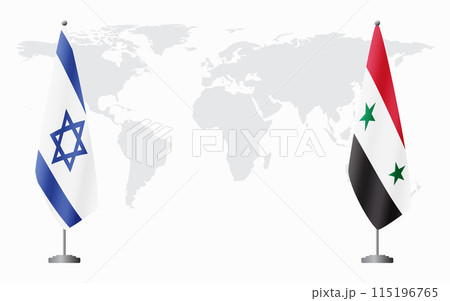 Israel and Syria flags for official meeting 115196765