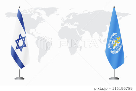 Israel and World Health Organization flags for official m Israel and World Health Organization flags for official m 115196789
