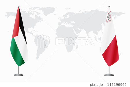 Palestine and Malta flags for official meeting 115196963