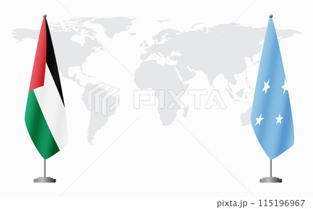 Palestine and Micronesia flags for official meeting Palestine and Micronesia flags for official meeting 115196967
