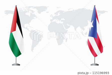 Palestine and Puerto Rico flags for official meeting Palestine and Puerto Rico flags for official meeting 115196993