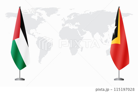 Palestine and East Timor flags for official meeting 115197028