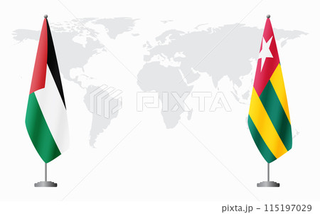 Palestine and Togo flags for official meeting 115197029