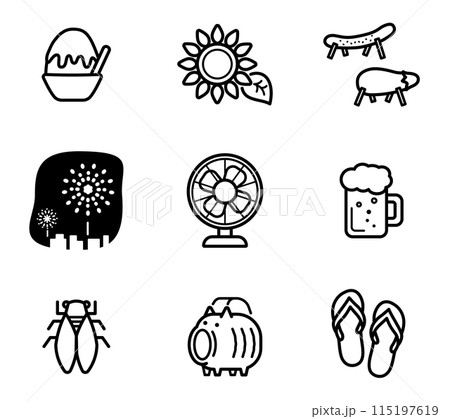 夏に関するシンプルなイラストセット 115197619