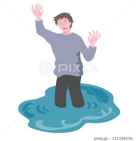 絶望して底なし沼に沈む気持ちの男性 115198130