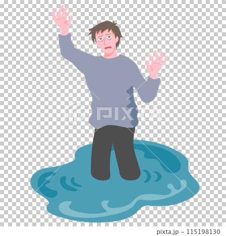 絶望して底なし沼に沈む気持ちの男性 115198130
