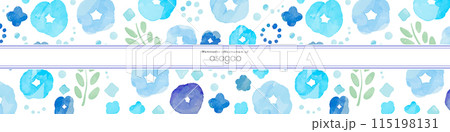 水彩画。水彩タッチの朝顔イラスト。朝顔のベクターイラスト。日本の和風朝顔和柄背景フレームフレーム。 115198131