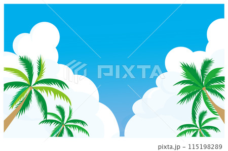 ヤシの木の生えたビーチのイラスト背景素材 115198289