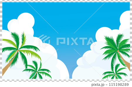 ヤシの木の生えたビーチのイラスト背景素材 115198289