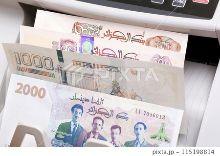 Algerian dinar in a counting machine 115198814