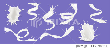 Cosmetic cream swirls realistic vector illustrations 115198964