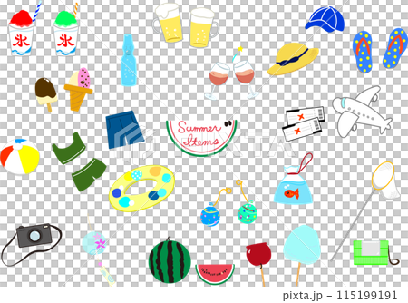 Illustration of colorful items to enjoy summer 115199191