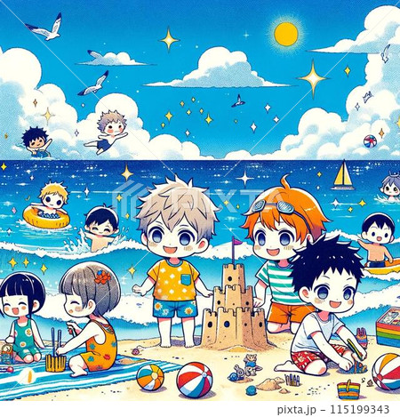 夏の終わりのビオトープと生物 115199343