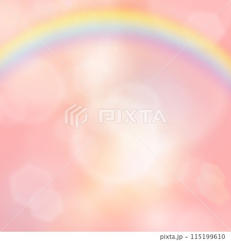 ピンク色の背景と虹のイメージ素材 115199610