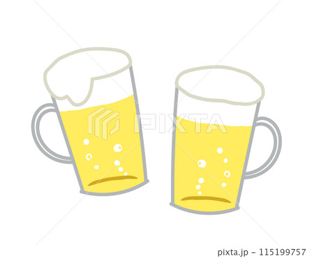乾杯するビールのイラスト 乾杯するビールのイラスト 115199757