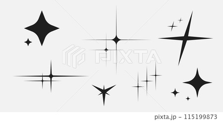 Y2K style design set of stars. 115199873