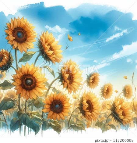 夏の空とひまわり 115200009