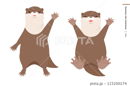 笑顔の赤ちゃんコツメカワウソかわいいキャラクターイラストベクター素材 笑顔の赤ちゃんコツメカワウソかわいいキャラクターイラストベクター素材 115200274